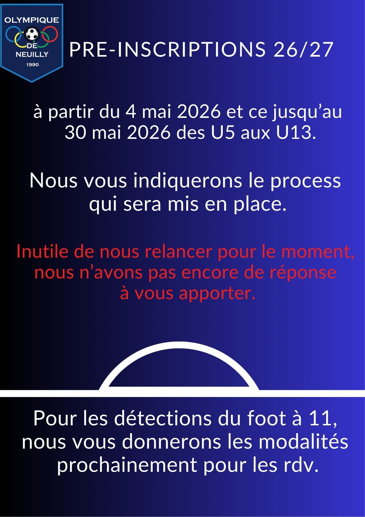 🔵🟢🟡🟠🔴Informations pour la saison 2026 & 2027