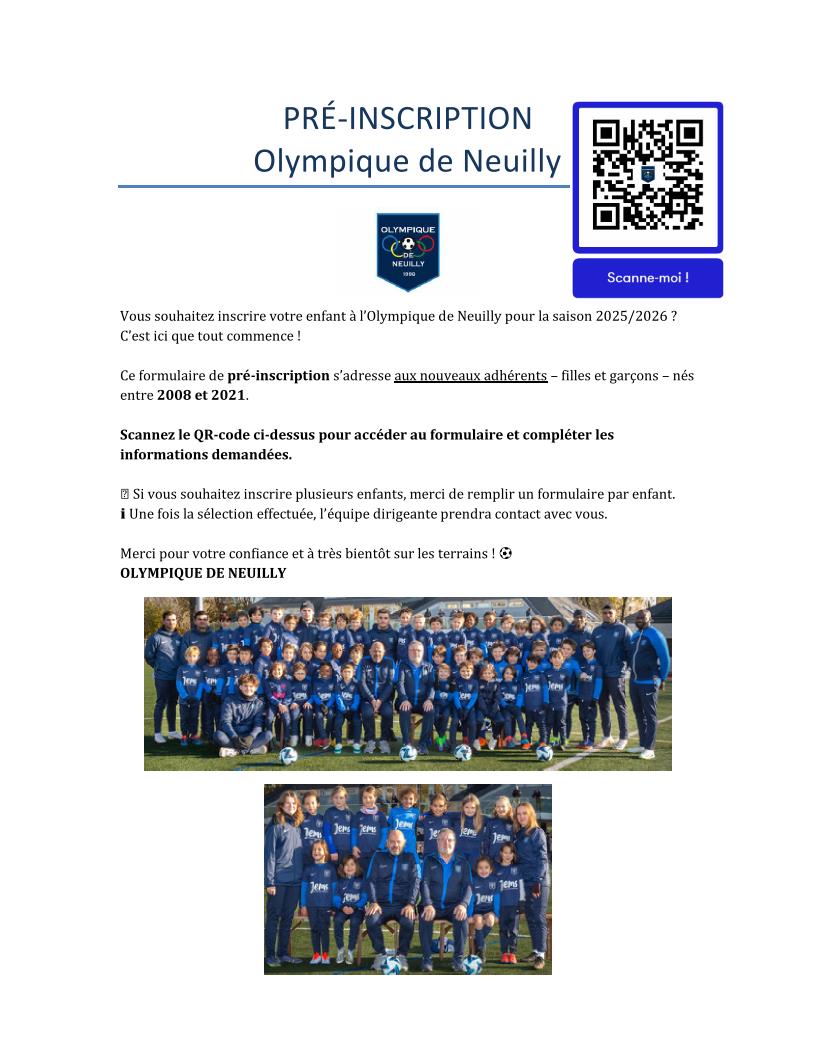 🔵🟢🔴🟠🟡OUVERTURE DES PRE-INSCRIPTIONS SAISON 2025 & 2026