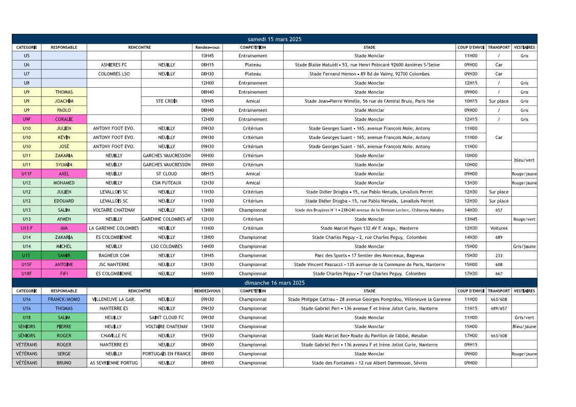 🟦Planning des 15 & 16 mars 2025