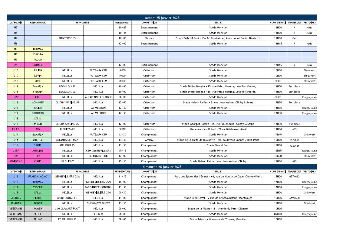 🔵Planning des 24 & 25 janvier 2025