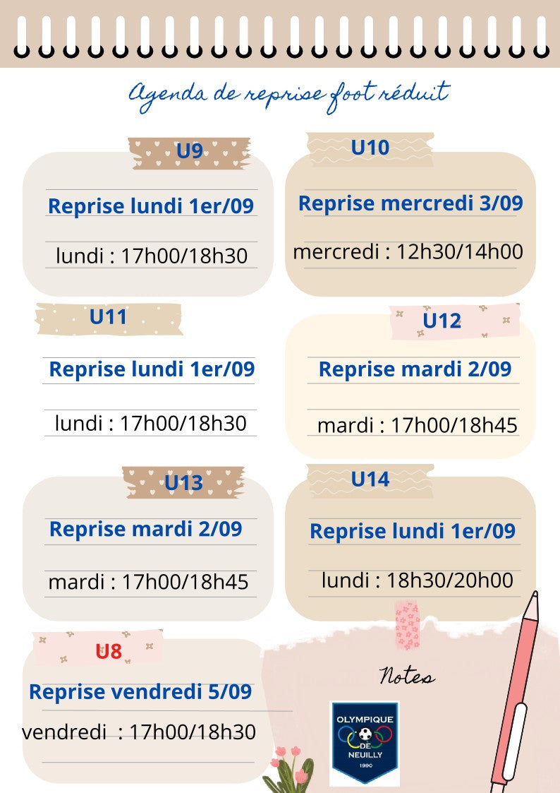 🔵🟢🟡🟠🔴Reprise FOOT réduit U8/U13