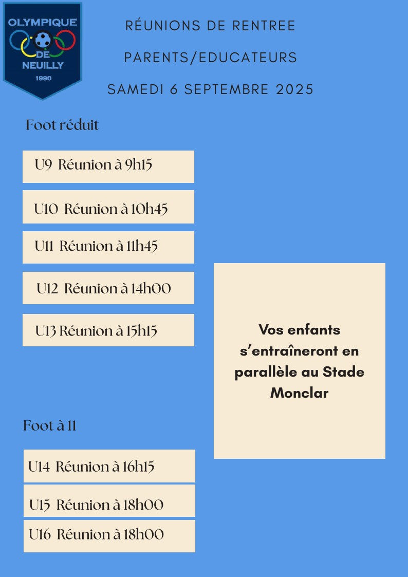 🔵🟢🟡🟠🔴Réunions de rentrée : Parents & Educateurs