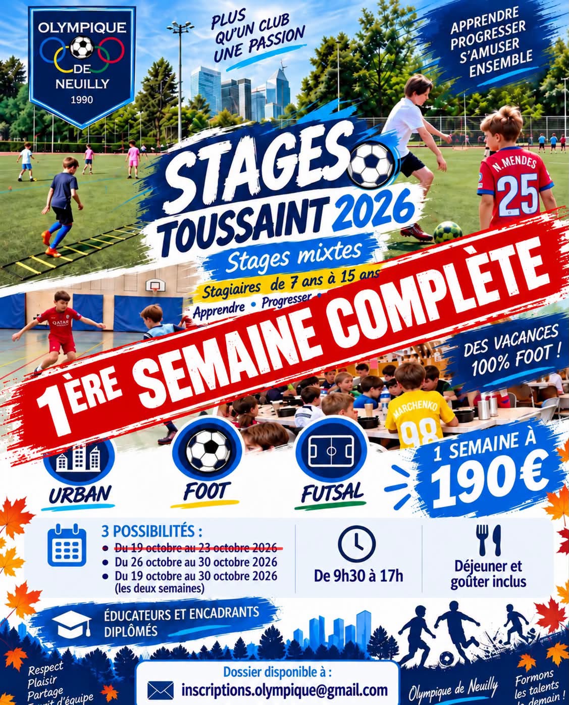 🟦🟩🟨🟧🟥 Stages TOUSSAINT 2026
