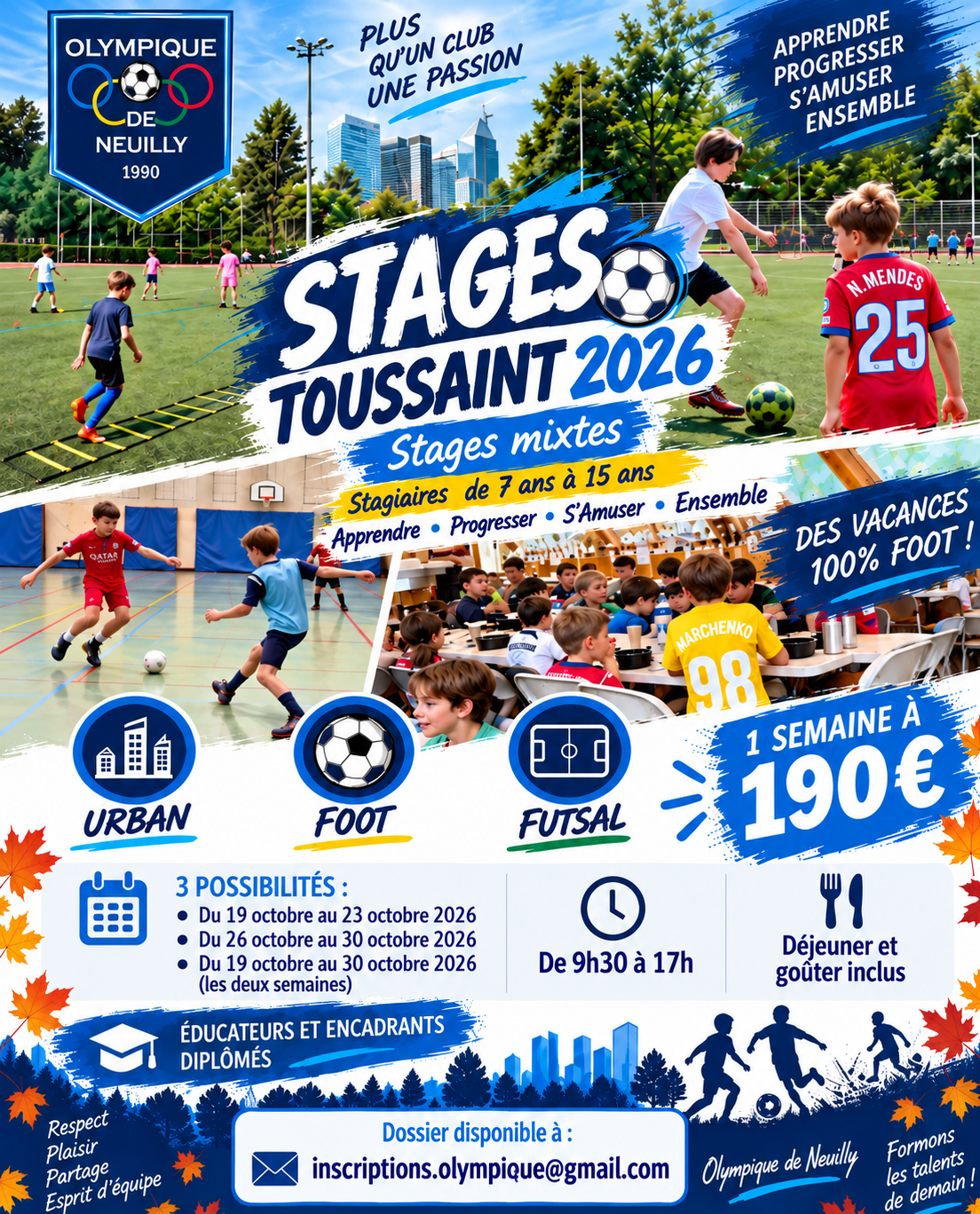 🟦🟩🟨🟧🟥 Stages TOUSSAINT 2026